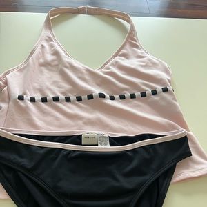 Merona size large pink and black tankini